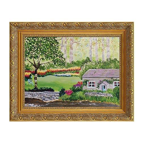 FOLKOR DIY Solid Wood Frame for 20x24 Canvas Painting, 2.4" Wide Gold Ornate, Vertical or Horizontal Display for Home Office Wall Decor (Empty, No Plexiglass & Backing Board)