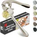 Kitessensu High Effective Garlic Press With Studs, Heavy Duty Garlic Mincer, Easy to Squeeze and Clean, Rust Proof & Dishwasher Safe, Ginger Crusher- Imperial Silver