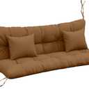 Outsunny 59" Tufted Bench Cushions & Throw Pillows, 4 Piece Swing Cushion Set, Indoor/Outdoor Replacement Bench Seat Pad, Back Cushion & 2 Pillows for Outdoor Furniture, Without Swing, Tan