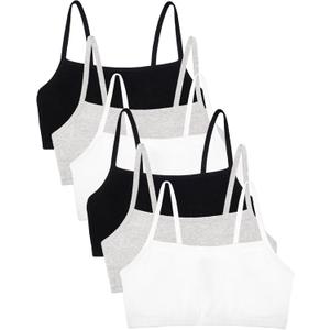 Fruit of the Loom womens Spaghetti strap Pullover Sports Bra, White/ Heather Gray/ Black, 6-count (2 of each color) 36