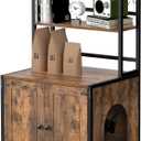 Tohomeor Litter Box Enclosure with Shelves and Doors Vintage Wooden Hidden Cat Litter Box Furniture Industrial Indoor Cat House Washroom Pet Crate Storage Cabinet (Rustic Brown)