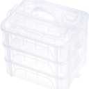 New brothread 3 Layers Stackable Clear Storage Box/Organizer for Holding 60 Spools Home Embroidery & Sewing Thread (Spool Size Requirement: Height2.2"/5.6CM; Width1.69"/4.3CM)