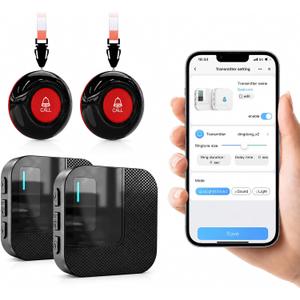 SanJie WiFi Caregiver Pager with Remote App Alerts & Family Sharing, IP55 Water-Resistant Call Button for Elderly at Home, Recovery Care & Night Care, 110dB Loud Alarm & 20 Chimes (Only 2.4GHz Wi-Fi)