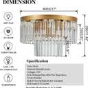 17" Gold Crystal Ceiling Light 9-Light Modern Crystal Light Fixture 2-Tier Luxury K9 Crystal Ceiling Light,for Dining Room Kitchen Island Living Room Bedroom