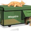 Heated Cat House for Outside, Waterproof Awning & Escape Door Heated Cat Houses for Indoor/Outdoor Cats in Winter, Elevated & Insulated Outdoor Cat Shelter for Feral Cat(Green, 25.2"x16.5"x13")
