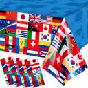 FuWeave 4 Pack International Flag Table Cover Patriotic Table Cloth World Country Flags Plastic Tablecloth for Festival Events Celebration Party Decorations Soccer Sports Beer Party, 108 x 54 Inch