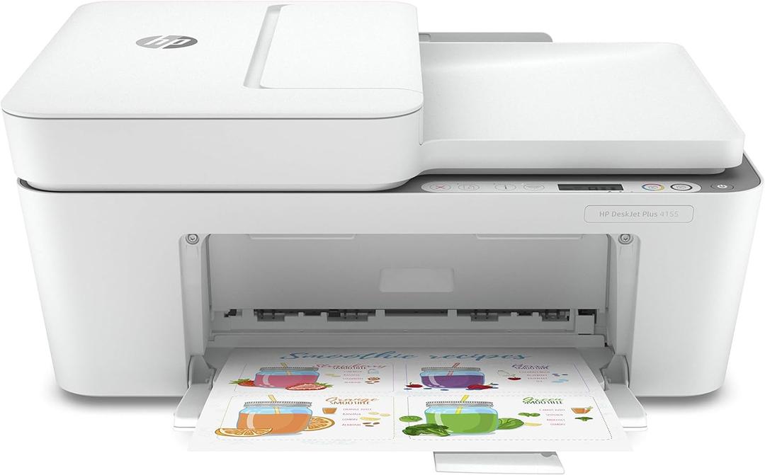 HP DeskJet Plus 4155 Wireless All-in-One Printer - Compact Inkjet Printer with Mobile Printing, Scanner, Copier, Bluetooth, Home Office & WiFi Compatible - 3XV13A 