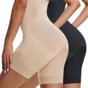 Sarin Mathews Womens Tummy Control Shapewear Shorts High Waisted Body Shaper for Thigh Slimming Underwear Girdle (X-Small-Small, Black&nude-2pack)