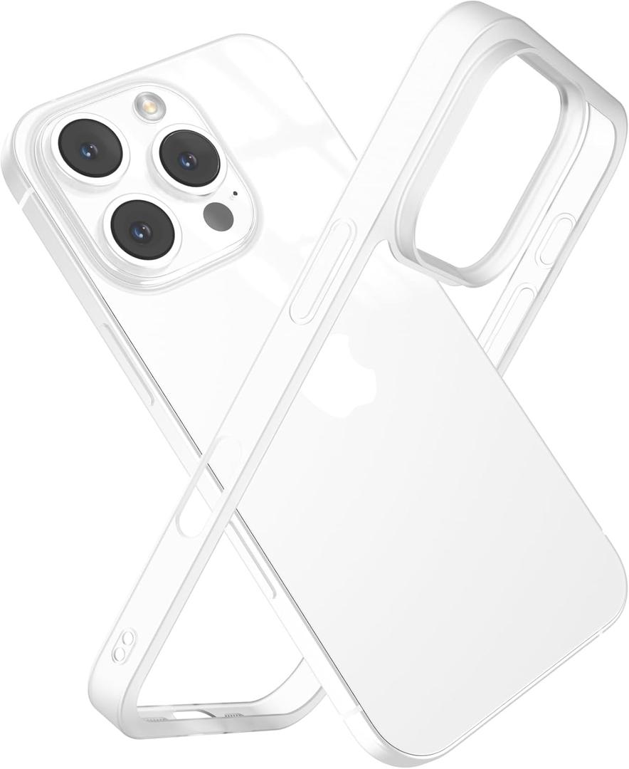 for iPhone 16 Pro Frosted Translucent Bumper Case, Ultra-Thin Ultra-Light Heat Dissipation Hard PC Frame Bezel No-Back Phone Cover Case 6.3" 2024
