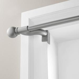 Adjustable Curtain Tension Rod with Decorative Round Finials, No Drill Window Rod, Easy Install Expandable Tension Curtain Rod for Windows, 48 to 84 Inch, Brushed Nickel