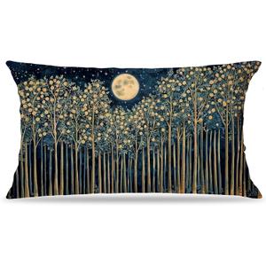 Rustic William Morris Night Moon Forest Green Decor Pillow Covers 12x20,Vintage Botanical Nature Landscape Decorative Throw Pillow Covers for Home Bedroom Living Room