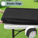 misaya Rectangle Vinyl Tablecloth, 5 Foot Elastic Fitted Table Cloth with Flannel Backing, Waterproof Wipe Clean Table Cover for Camping, Picnic, Dining, Buffet Parties (Black, 36" x 60")