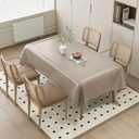 FANCEE Faux Leather Rectangle Table Cloths Warm Tablecloth for Party, Camping, Picnic, Kitchen and Dining Room Table Decor (Soy Milk Color, 71" x 55")