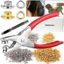 Grommet Tool Kit, 1/4 Inch Grommet Kit, 1403 PCS Silver Gold Eyelet Tool Kit with Handhold Eyelet Punch Pliers, Hole Punch, Transparent Storage Box, User Manual for DIY Fabric, Tarps, Paper Crafts