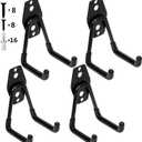 Garage Utility Double Hooks,Heavy Duty Steel Wall Mount Storage Organizer with Anti-Slip Coating,Load Capacity 66 LB (4 Pack Black 3" U Hook)