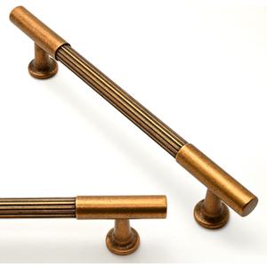 10 Pack Antique Brass Cabinet Pulls 5 Inch(128mm) Kitchen Cupboard Handles Solid Heavy Duty Zinc Alloy Drawer Pulls (5" Hole Center)
