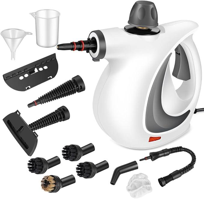 Killrose Handheld Steam Cleaner, Pressurized Steam Cleaner with 10–15s Fast Heat, Dual Power Modes & SelfClean, MultiSurface Steamer with 12 Accessories for Kitchen, Bathroom, Car