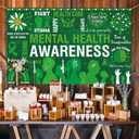 Mental Health Awareness Month Photo Booth Backdrop Green Ribbon May Motivational Decoration School Classroom Background Banner Wall Decor,3.6ft x 5.9ft