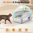 2PACK Stainless Steel Litter Box, Extra Large Litter Boxes for Big Cats, XL Metal Cat Litter Box with Lid High Sides, Anti-Urine Leakage, Non-Sticky, Scoop Included