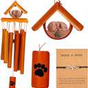 Bamboo Pet Memorial Wind Chimes with Bracelet Dog Memorial Gifts for Loss of Dog Wind Chimes for Loss of Loved One Pet Passing Away Remembrance Bereavement Gift