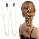 2 Pcs Vintage Gold Wheat Fringe Hair Chains Hair Clips Fashion Tassel Braiding DIY Hair Band Chain Accessories Ponytail Headwear for Women