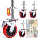 4 Pack 6 Inch Adjustable Scaffolding Caster Wheels with Brakes