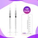 100 Pack 1ml Syringes with Needle - 27G 1/2 inch Disposable 1cc Luer Lock Syringe for Scientific Lab Use, Sterile Individually Wrapped