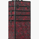 Profesional Rolling Makeup Train Case with Lid, 5 in 1 Cosmetology Case on Wheels, Large Cosmetic Trolley Organizer Travel for Hairstylist Artist Nail Beauty Salon Barber, Red