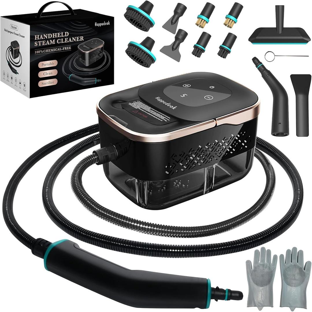 Steam Cleaner,15s Heat-Up 42.27oz Tank,2500w Handheld Steam Cleaner for Home with 15 pcs Accessories,Portable Steamer for Cleaning,kitchens,Grease,bathrooms,Grout,Tile,Bed Bugs,Floor,Couch and Car