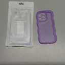 Anuck for iPhone 13 Pro Case Wavy Edge Clear Back Design, Anti-Slip Grip Cute Wave Curly Frame Shape Shockproof Soft TPU & Hard Bumper Protective Phone Case Cover for Women Girls, Clear Purple