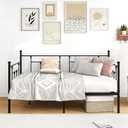 Daybed Twin Size Bed Frame,Mattress Foundation,Metal Slats Support,Platform Furniture,No Box Spring Needed, Large Under Bed Storage, Without Noise,Black