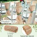 Jecery 50 Pcs Burlap Chair Bows Sashes Ribbon Pack Wedding Natural Chair Sashes 108 x 6 Inch Rustic Jute Bow Ribbon Ties for Home Anniversary Banquet Wedding DIY Party Event Decoration