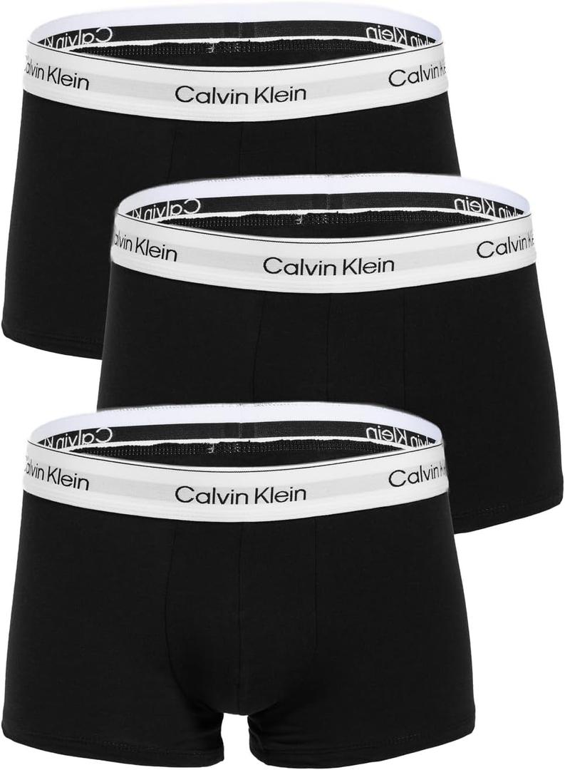 Calvin Klein underwear mens Icon Cotton Stretch 3-pack Low Rise Trunk (Black)