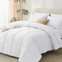 CozyLux King Comforter Set - 7 Pieces Bed in a Bag King White, Bed Set Complete Bedding Sets Bed Set for All Season with Comforter, Flat Sheets, Fitted Sheet, Pillowcases & Shams