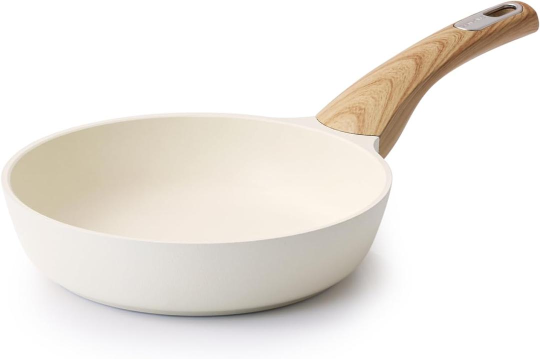 SENSARTE Nonstick Frying Pan Skillet, Egg pan, Omelette Pan, Healthy Cookware Chef's Pan, PFOA Free, 8 Inch, White (Ceramic White)