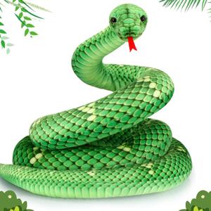 Hiboom Giant Snake Plush 110 Inch Large Stuffed Animal Realistic Stuffed Lifelike Snake Toy Gifts for Birthday Party Decoration Halloween Carnival Prank Props (Green)