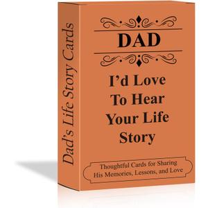 Fathers Day Dad Gifts from Daughter Son - Dad I'd Love to Hear Your Life Story Conversation Cards for Birthday, Hear Dad's Story, 104 Engaging Questions - Sentimental Gifts for Father