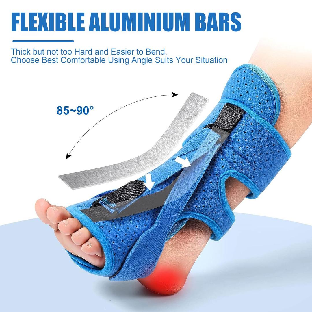 Plantar Fasciitis Night Splin 3 Adjustable Planter Facetious Relief Brace,Plantar Fasciitis Relief Foot Drop Achilles Tendonitis(Blue-2PC)