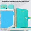 Hardcover Spiral Notebook College Ruled, 6.2"x 8.2" Leather Journal Notebook with Magnetic Closure, 300 Pages 5 Subject Notebook with Dividers Tabs Journal for Women Men, Work, School(Blue)