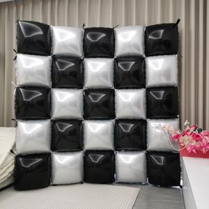 50pcsBlack and White Birthday Party Balloons Wall Backdrop Decorations Square Foil Balloons Wall Wedding Double Sided Bachelorette Mylar Checkered Balloons Arch Kit (Light Gray+black)