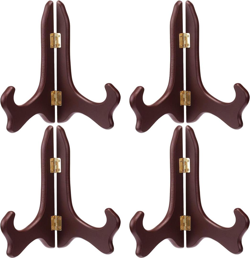 Tatuo 4 Packs Wooden Display Stand Decorative Plate Stands for Display Picture Frame Holder Easels(Red,5 Inch) (5 Inch, Red)