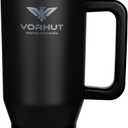 30 oz Tumbler with Handle - Insulated Stainless Steel Coffee Tumbler with Lid and Straw - Leak Proof Travel Mug - Dishwasher Safe - Insulated Cup for Hot & Cold Beverages - Black