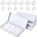 PH PandaHall 4PCS Small Empty Watercolor Palette Tin with 24 Half Pans and 12 Full Pans Travel Watercolor Box Metal Paint Case for Artist Student, White, 2.5x4.5x0.5 inch