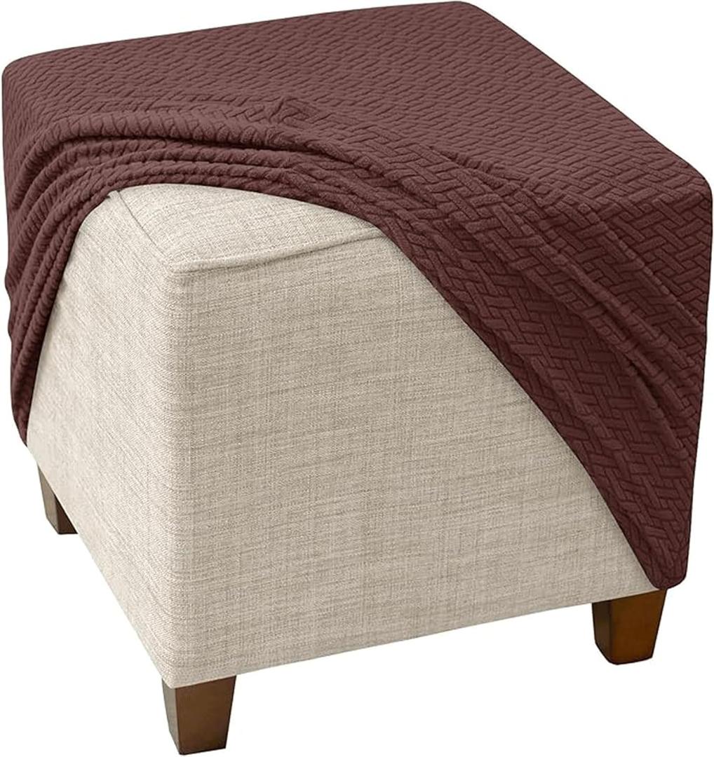 Square Ottoman Cover, Stretch Foot Stool Covers, Pouffe Cover Square Protector, Detachable Footstool Slipcover Ottoman Covers(F9,55X55Cm)