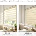 ShadesU Cordless Zebra Blinds Light Filtering Dual-Layer Window Shades for Privacy (Cream Color) (Maximum Height 72") (Width 32.5")