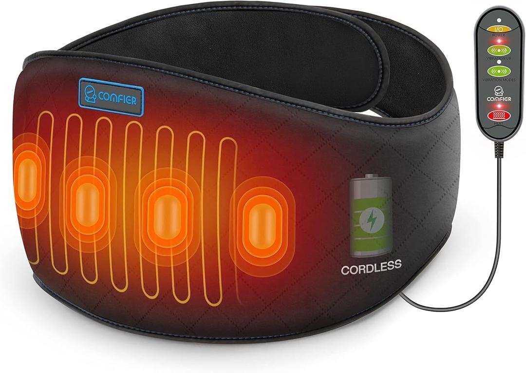 COMFIER Cordless Heating Pad for Back Pain Relief,Lower Back Massaager with Heat, Heat Pads for Back,Cramps,Lumbar,Abdominal,Leg, Arthritic Pain, Gifts for Mom Dad (Light Black)