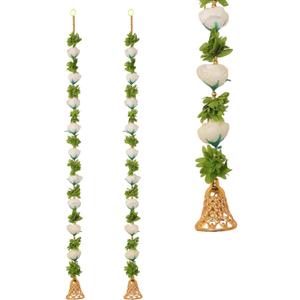 Set of 2 Door Hanging with Artificial Rose Flower Made up of String Hanging and Beads with Bell for Home Wall Temple Indian Traditional Festival Diwali Decorations Home Decor (Size:-36"X2")(White)