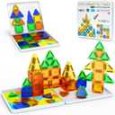 Mini Magnetic Tiles Travel Set with Case 42pcs, Bonus Sudoku Play, Mini Magnetic Blocks, Portable Travel Toy for Kids, STEM Educational Sensory Toys, Classroom Must Have