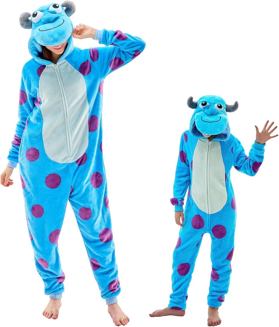 GONAAP Unisex Adult Onesie Pajamas Animal One Piece Costume Cosplay Sleepwear (Large, Blue Dot)