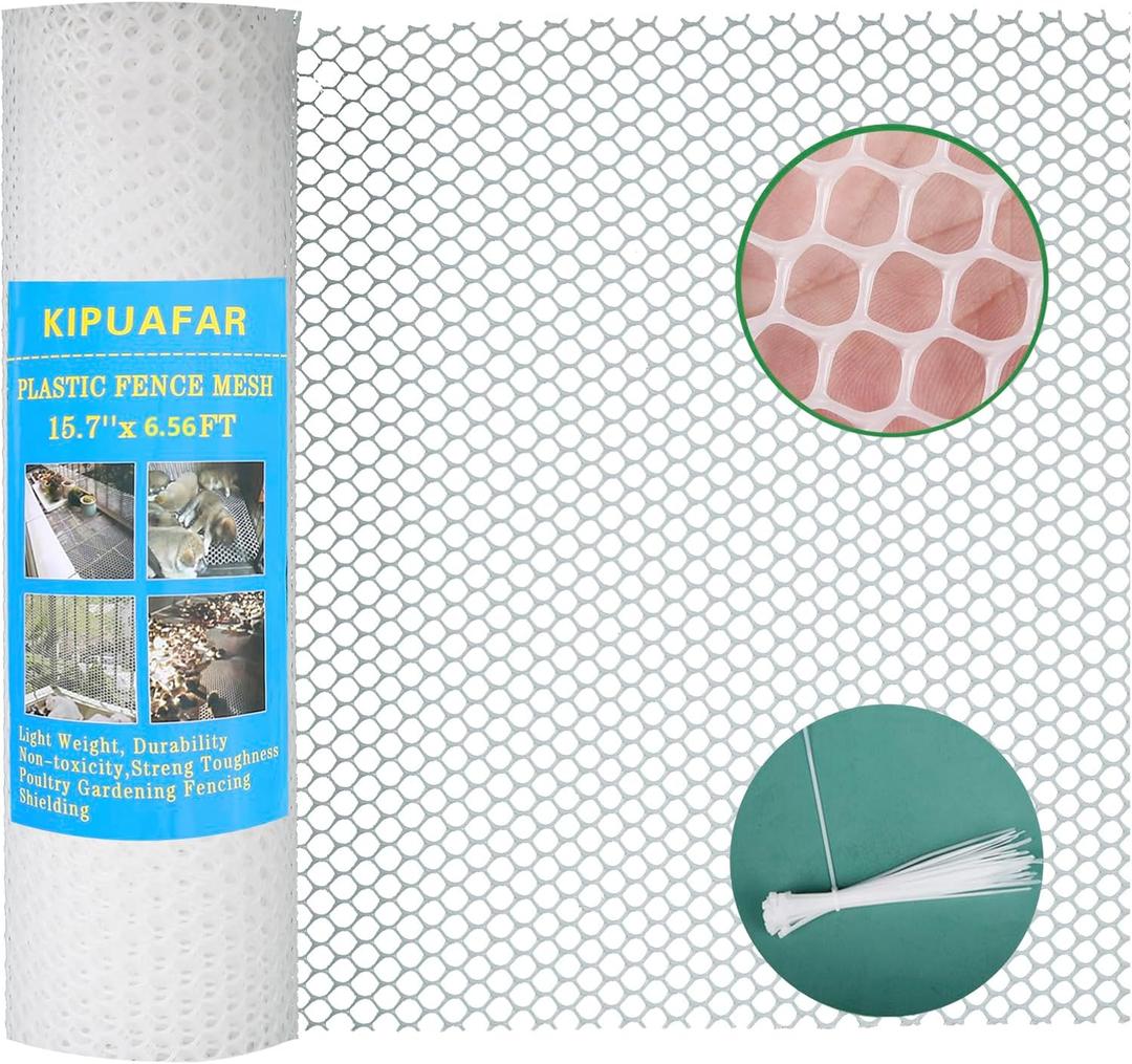 White Plastic Chicken Wire 15.7IN x 6.56FT - Decorative Hexagonal Fencing for Floral Arrangements, DIY Crafts, Balcony Aesthetics | Rabbit Cage, Puppy Pen & Lightweight Barrie